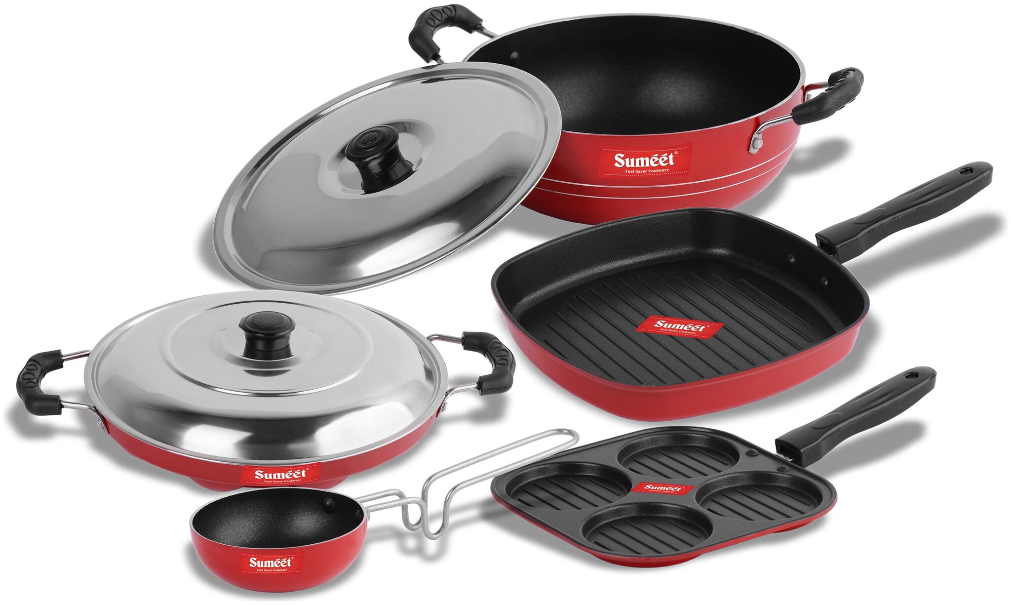 

Sumeet 2 6Mm Thick Non-Stick Deco Cookware Set