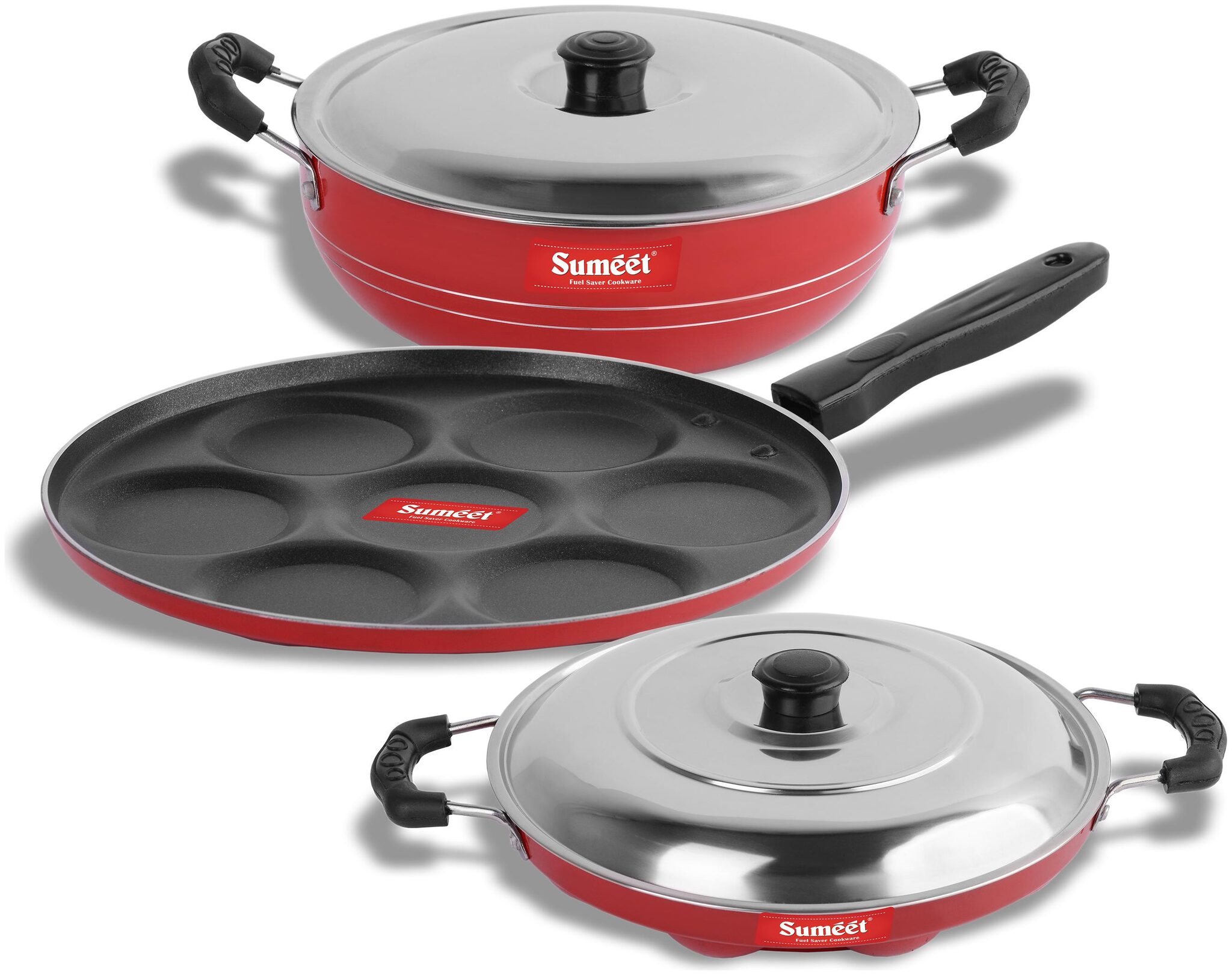 

Sumeet 2 6Mm Thick Non-Stick Red Joy Combo Set