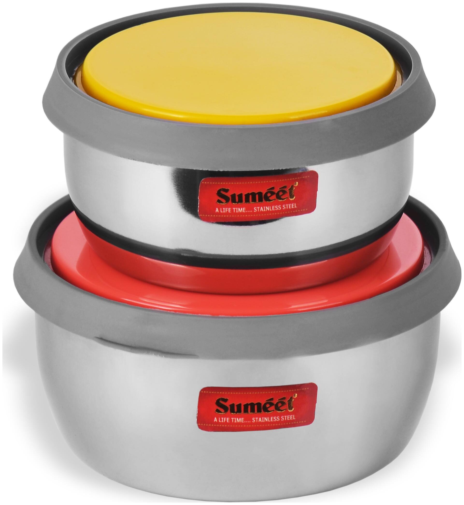 

Sumeet 900 ml Silver Stainless steel Container Set - Set of 2