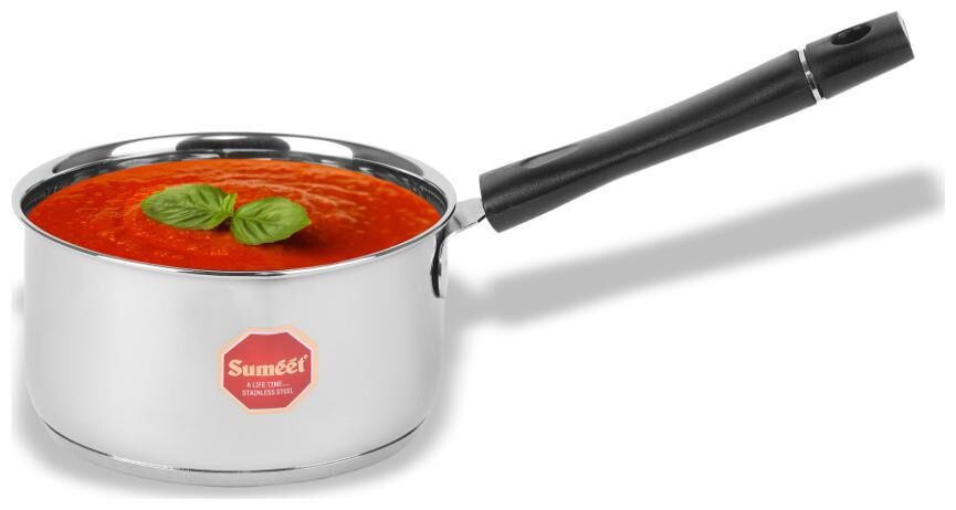 

Sumeet Stainless Steel Induction Bottom (Encapsulated Bottom) Induction Gas Stove Friendly Sauce Pan Size No 11 (1 5 L)