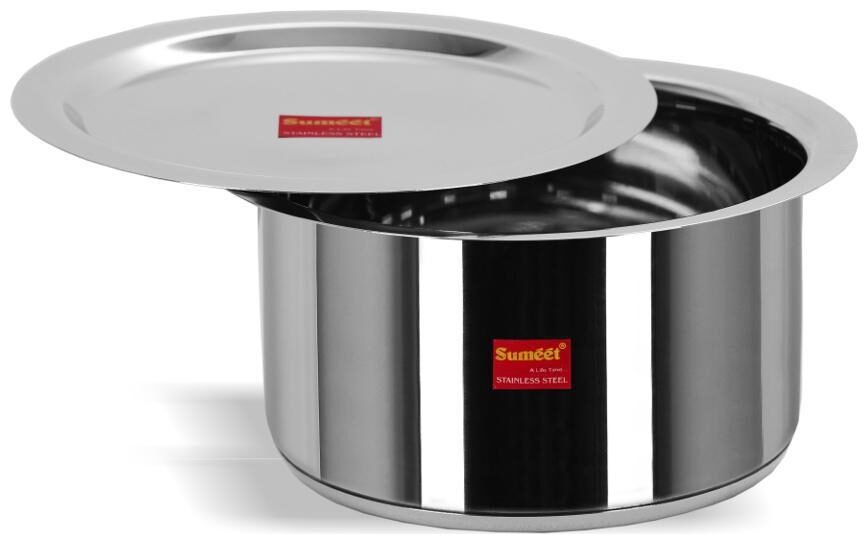 

Sumeet Stainless Steel Induction Bottom (Encapsulated Bottom) Container Tope Cookware With Lid Size No 10 (1 Ltr)