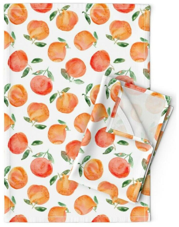 

Summer Fruit Watercolor Oranges Linen Cotton Tea Towels by Roostery Set of 2