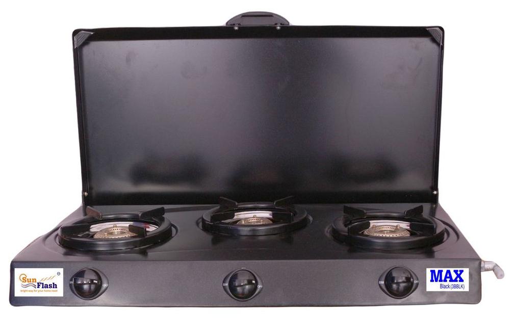 

SUN FLASH 3 Burner Automatic Regular Black Gas Stove