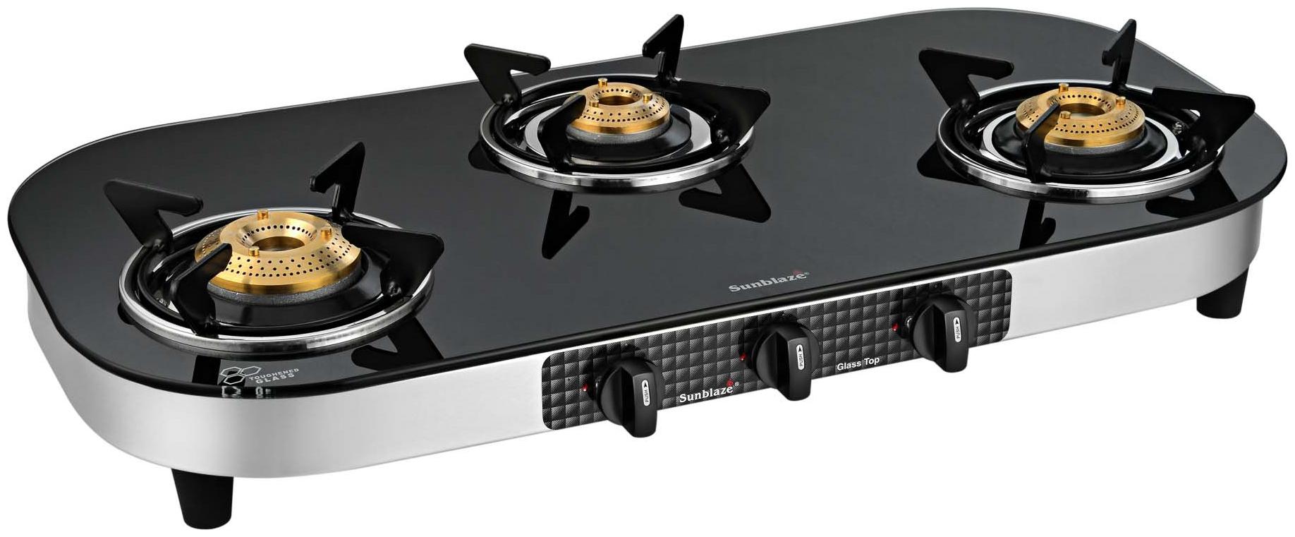 

Sunblaze 21131122 3 Burner Regular Black Gas Stove ISI Certified
