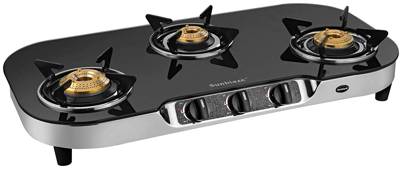 

Sunblaze 21131114 3 Burner Regular Black Gas Stove ISI Certified
