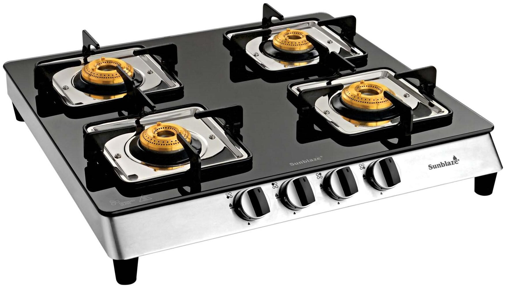 

Sunblaze 21141071 4 Burner Regular Black Gas Stove ISI Certified