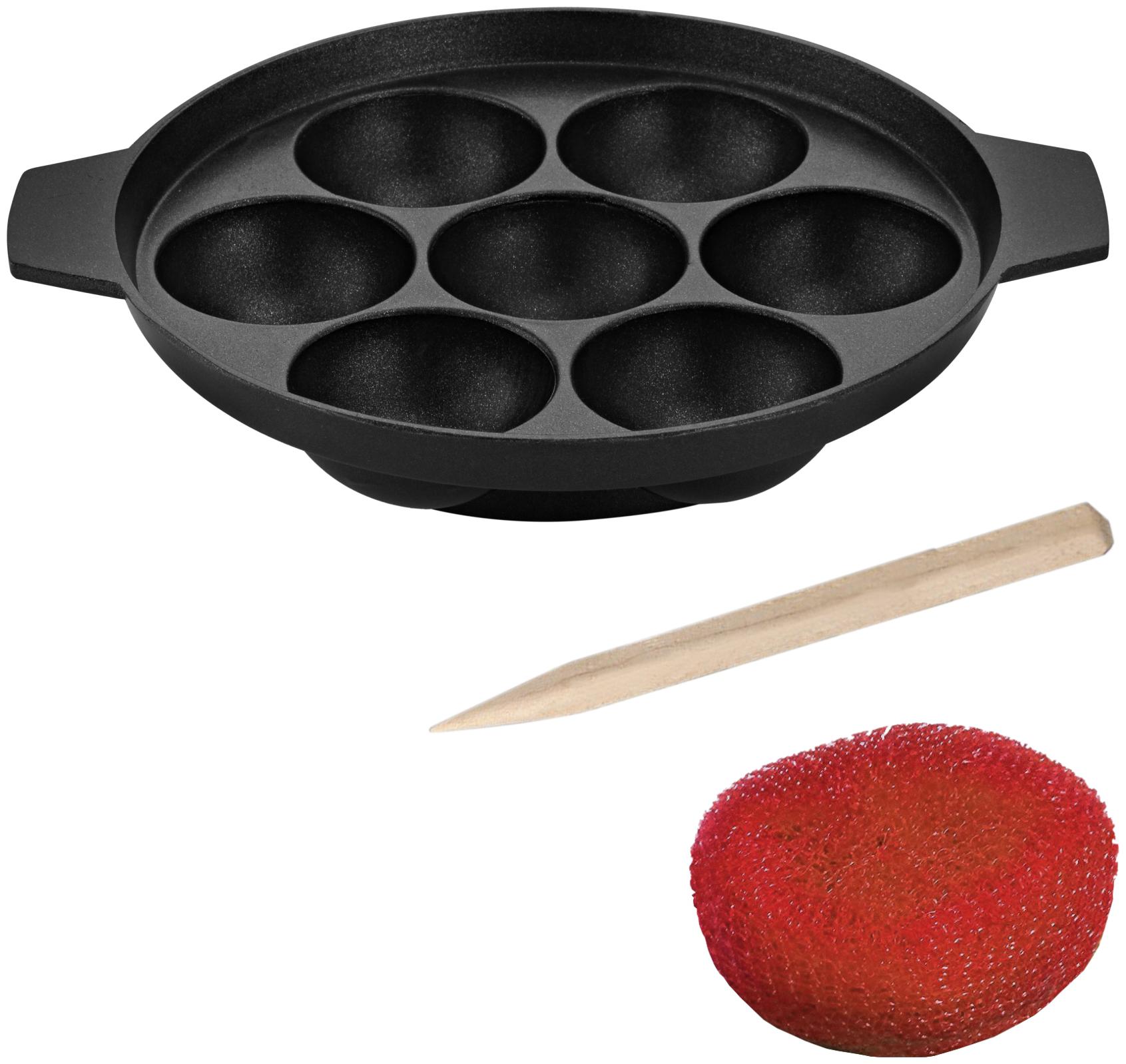 

Sunblaze Non-Stick Cookware Appa Patram With 7 Slots Black 165 mm Aluminium Body (Free 1 Sponge and 1 Stick) ISI Approved