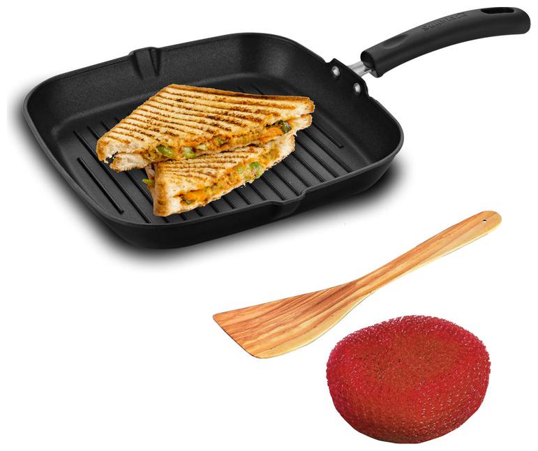 

Sunblaze Non-Stick Cookware Sandwich Maker Grill Pan (250x250) Black (1 Sponge and 1 Spatula)