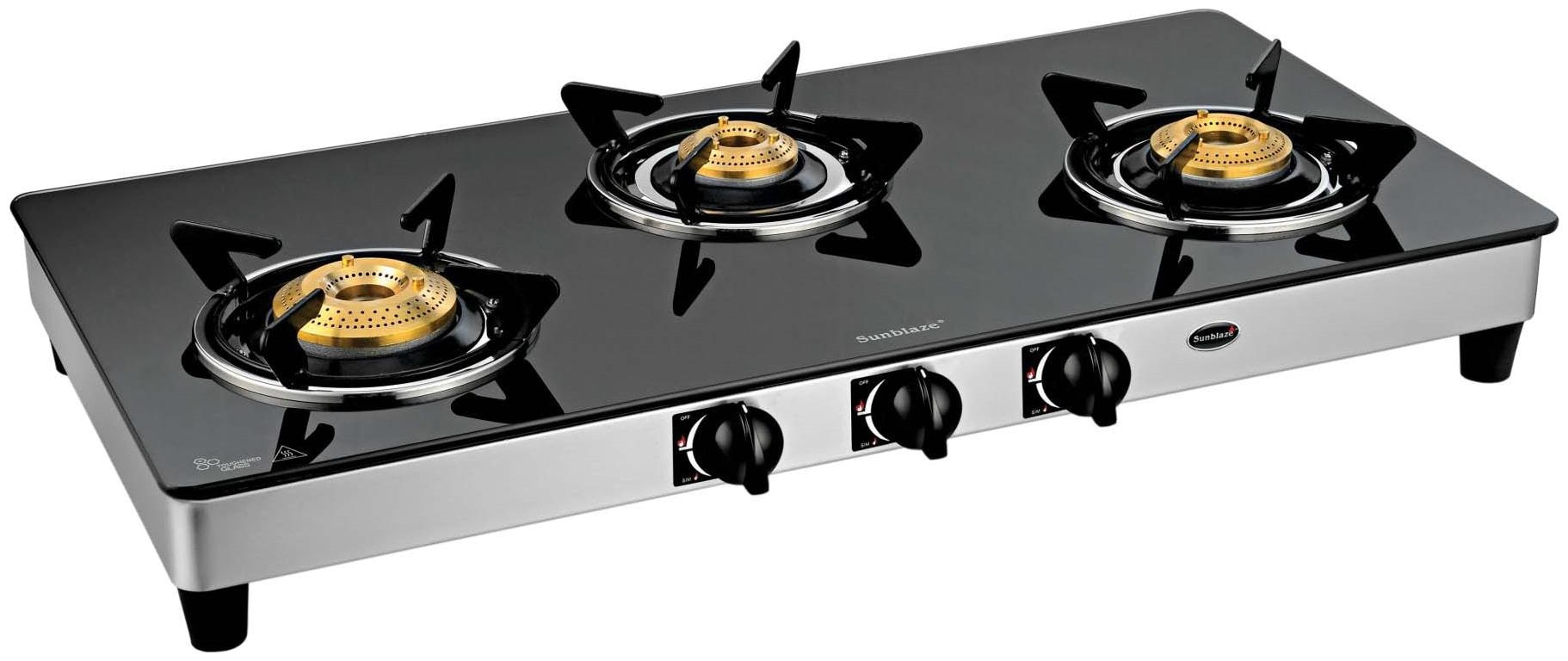 

Sunblaze 21131223 3 Burner Regular Black Gas Stove ISI Certified