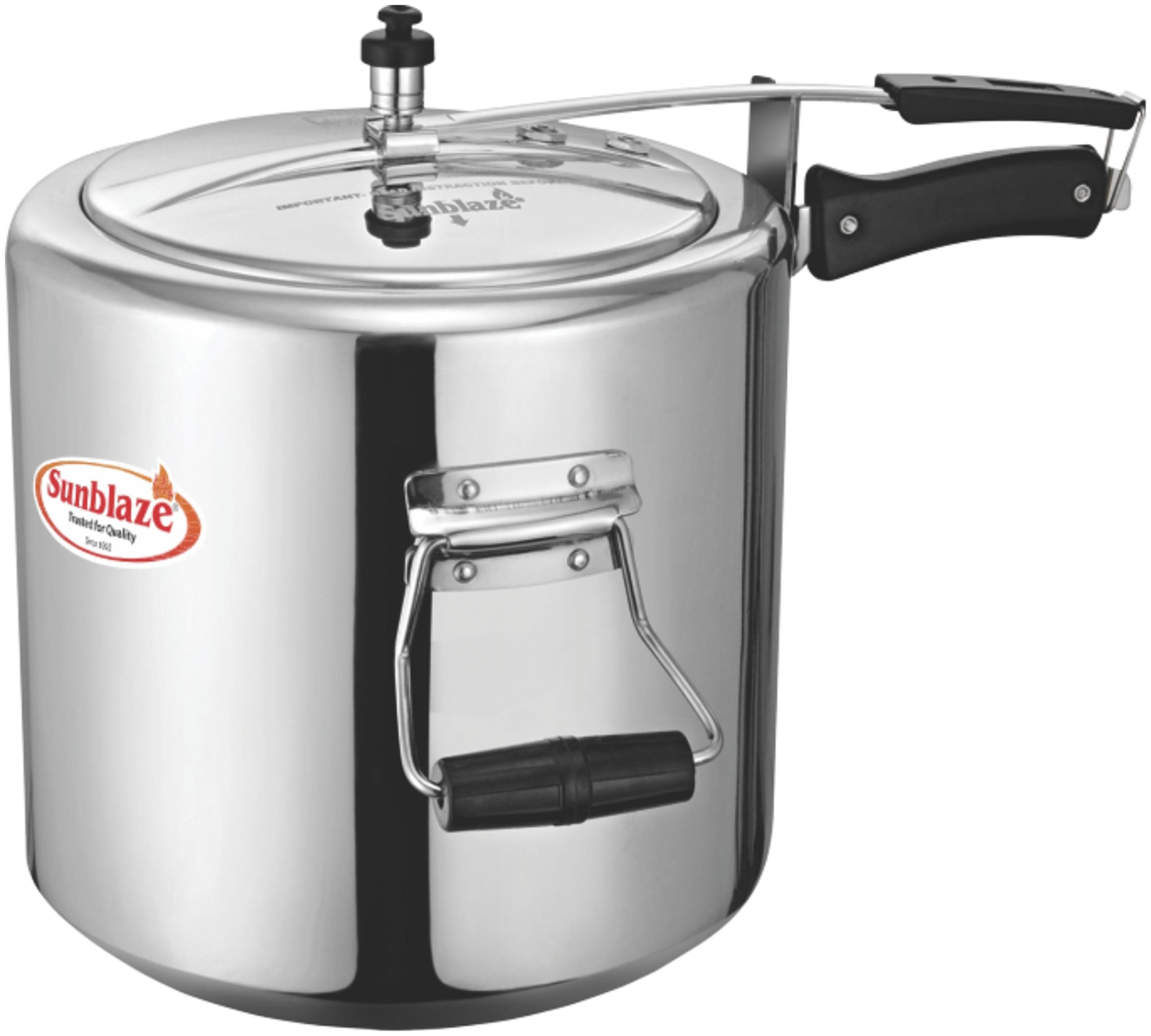 

Sunblaze Secura Non Induction Base Anti-Bulging Fuel Efficient Base Best Aluminium Heavy Pressure Cooker with Inner Lid Big Size Silver 22 L
