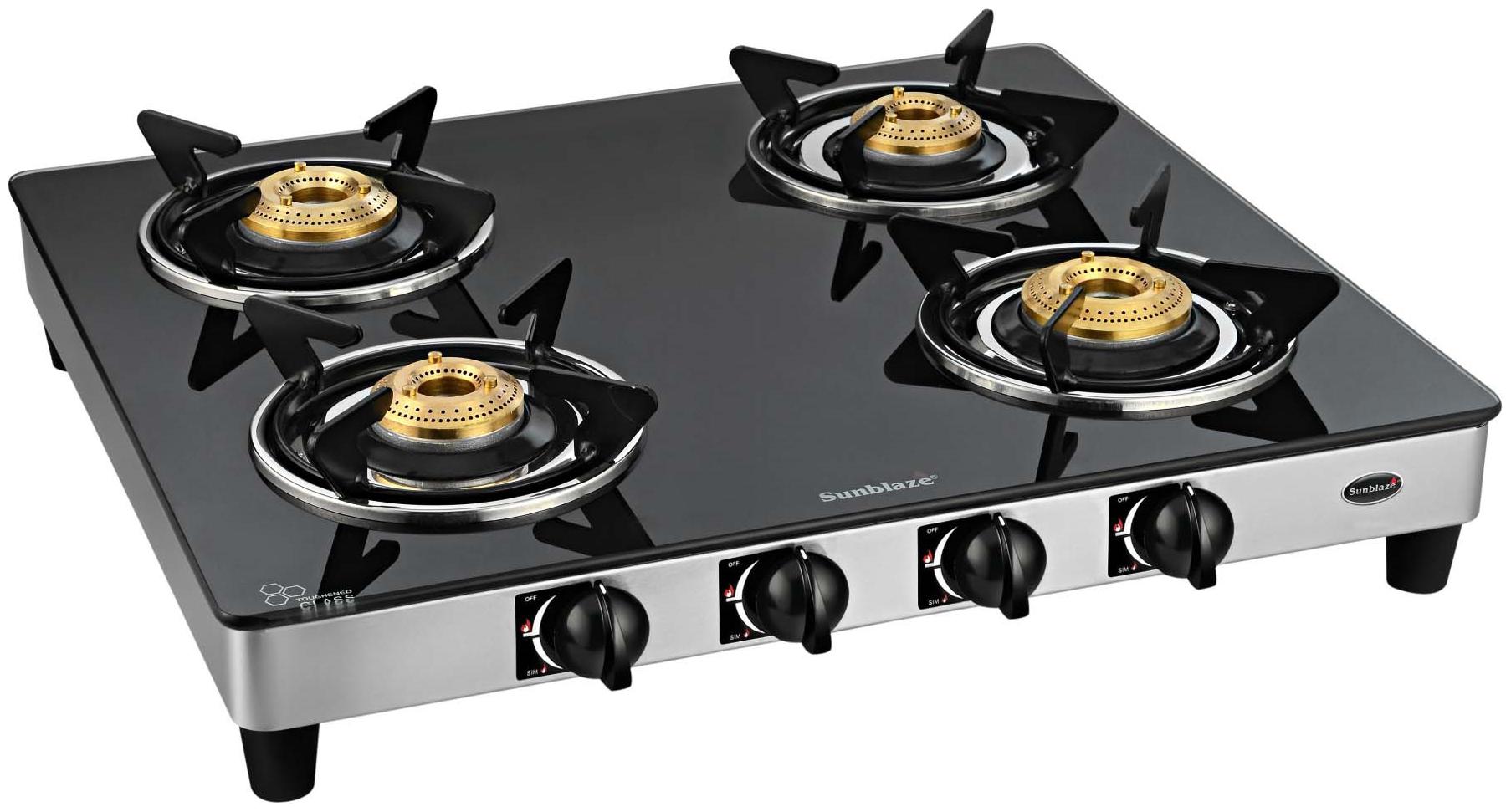 

Sunblaze 21141242 4 Burner Regular Black Gas Stove ISI Certified