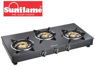 Sunflame Classic 3 Burner Automatic Regular Black Gas Stove