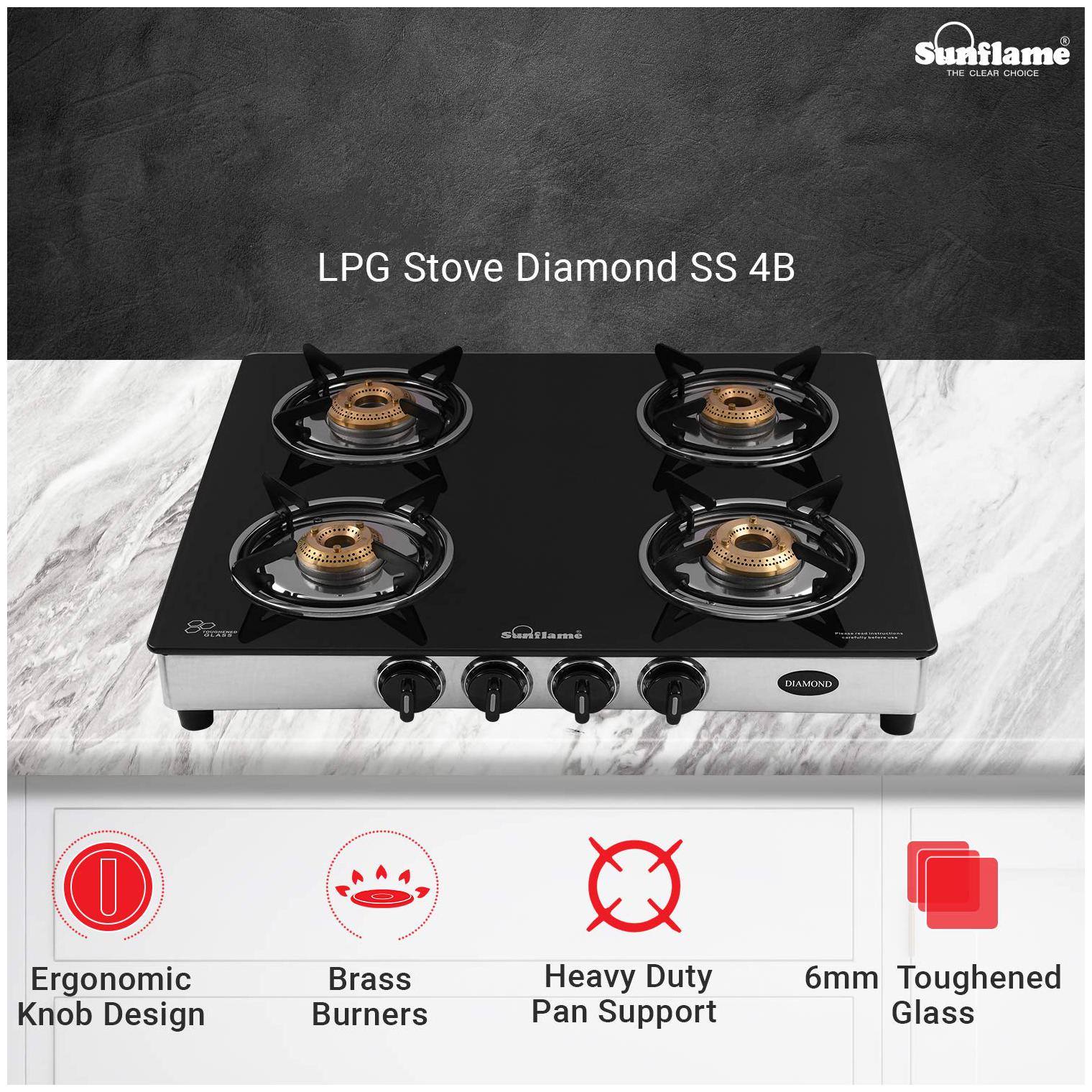 

Sunflame Diamond 4 Burner Regular Assorted Gas Stove
