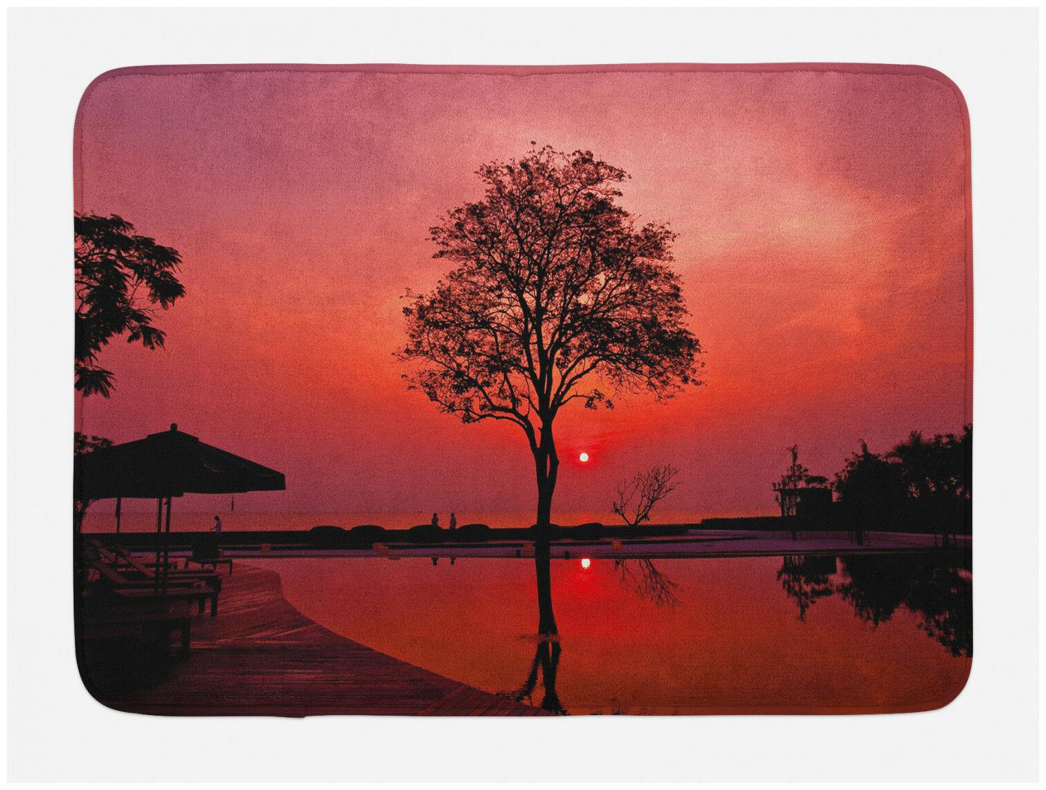 

Sunrise Bath Mat Twilight Sky with Tree Non-Slip Plush Mat 29 5 X 17 5 Inches