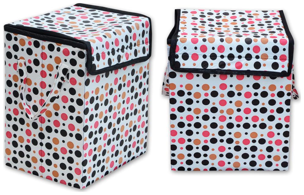 

Super India Waterproof Foldable Washing Clothes Laundry Basket Bag Hamper Bin Storage Box With Closing Head hard Cardboard Base Inside With Outer Plastic Paper Colorful Sheet (small Size) Rectangular