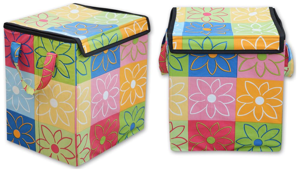 

Super India Waterproof Foldable Washing Clothes Laundry Basket Bag Hamper Bin Storage Box With Closing Head hard Cardboard Base Inside With Outer Plastic Paper Colorful Sheet (small Size) Rectangular