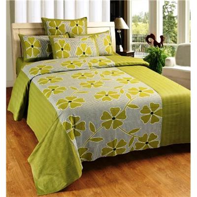 

Super India Cotton Abstract Double Size Bedsheet 104 TC ( 1 Bedsheet With 2 Pillow Covers Green )