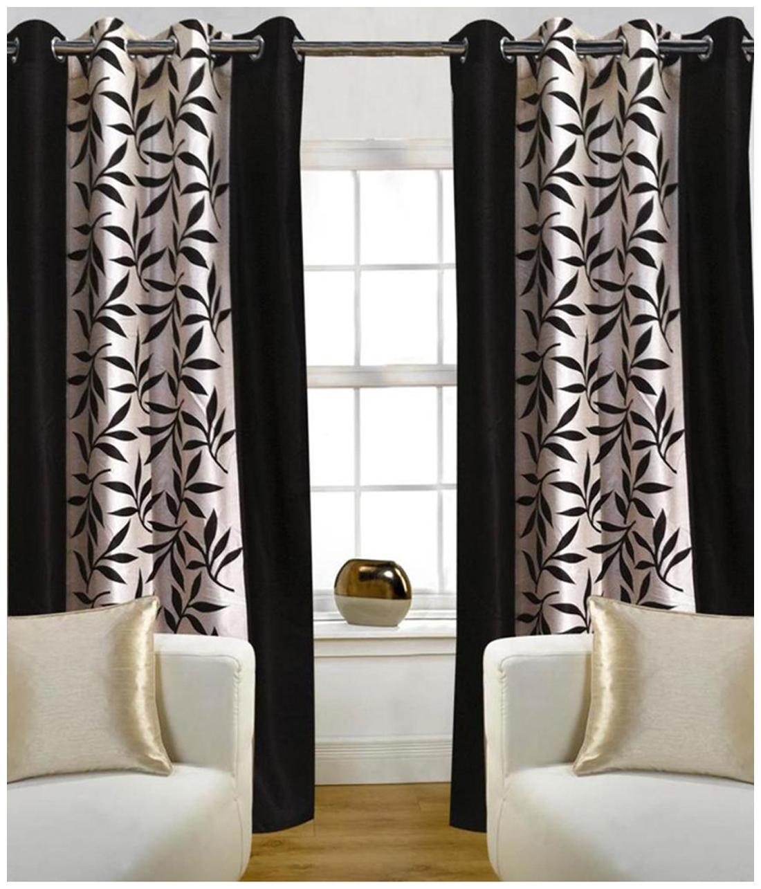 

Super India Printed Black Window Curtain 2 pc Set