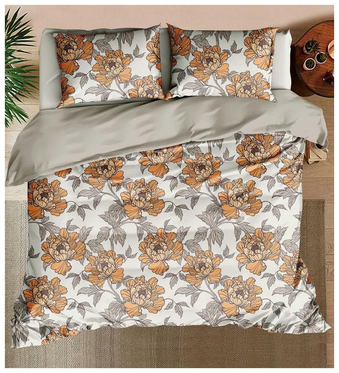 

Gifty Microfiber Floral King Size Bedsheet 200 TC ( 1 Bedsheet With 2 Pillow Covers Orange Grey )
