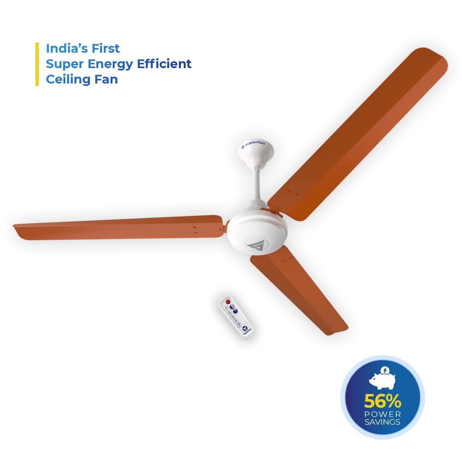 

SUPERFAN Super V1 Orange 1400 Mm Ceiling Fan with BLDC Motor and Remote Control (Orange)