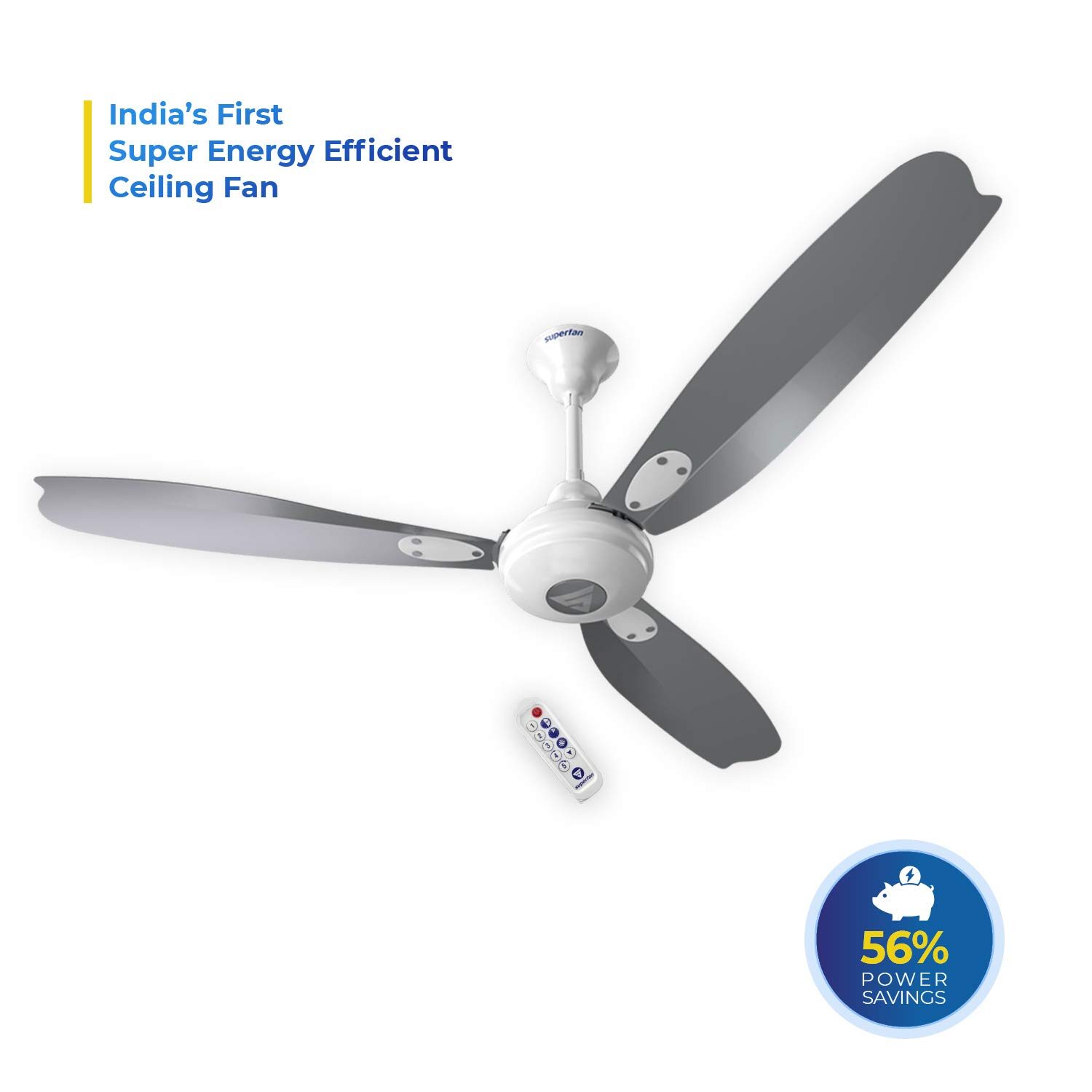 

SUPERFAN SFA1 1200 mm Premium Ceiling Fan ( Silver Pack of 1 )