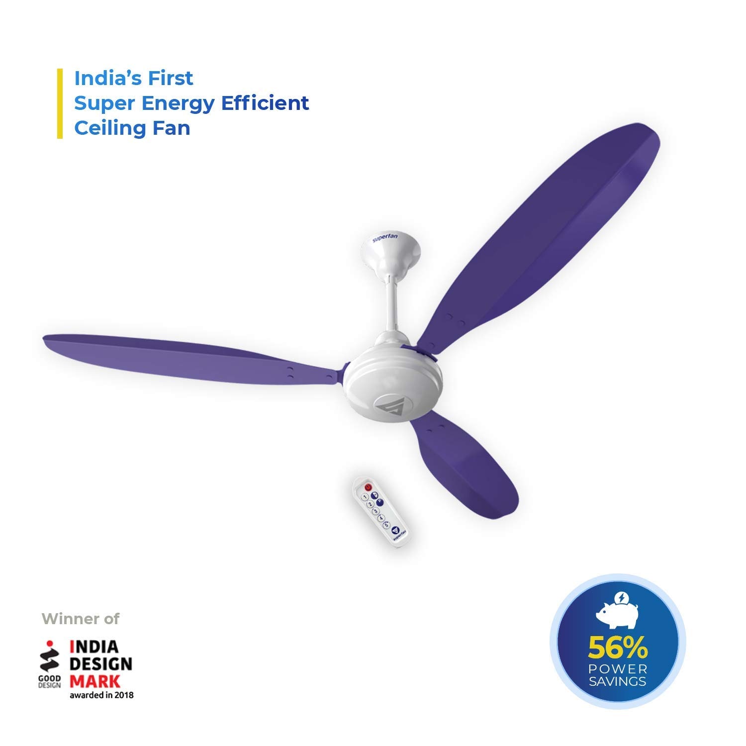 

SUPERFAN Super X1 1200 mm Decorative Ceiling Fan ( Purple Pack of 1 )