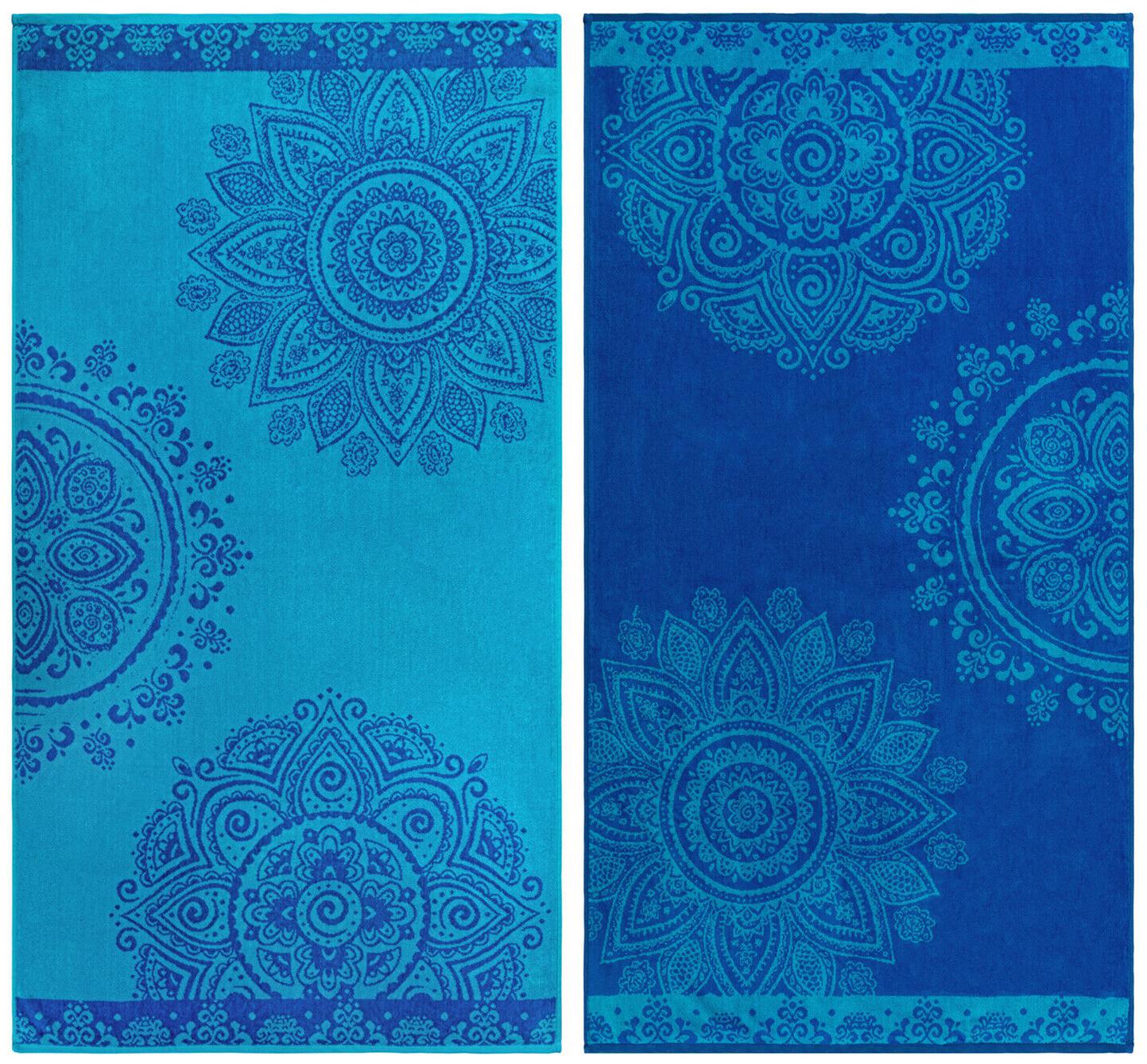 

Superior 100 Cotton Floral Mandala (set of 2) Oversized Beach Towel - Blue