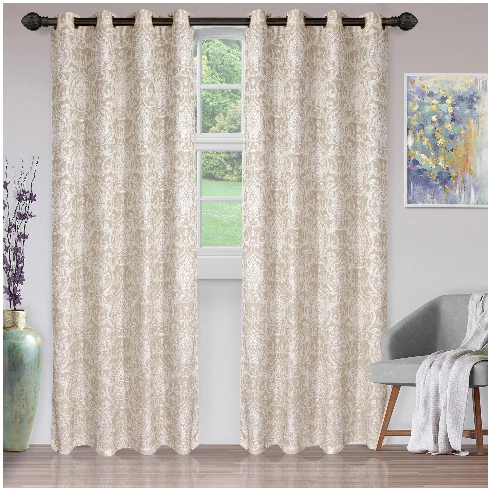 

Superior Lotus Jacquard Curtain Set Raindrop