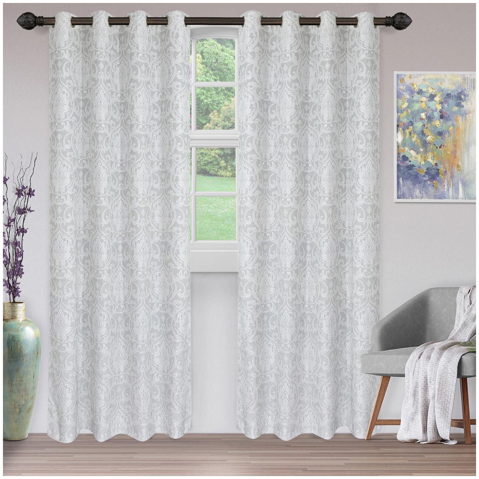

Superior Lotus Jacquard Curtain Set Raindrop