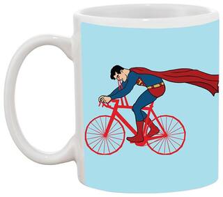 Superman on a Cycle Birthday Gift for Kids Ceramic Mug by AshvahTM Mug-1855
