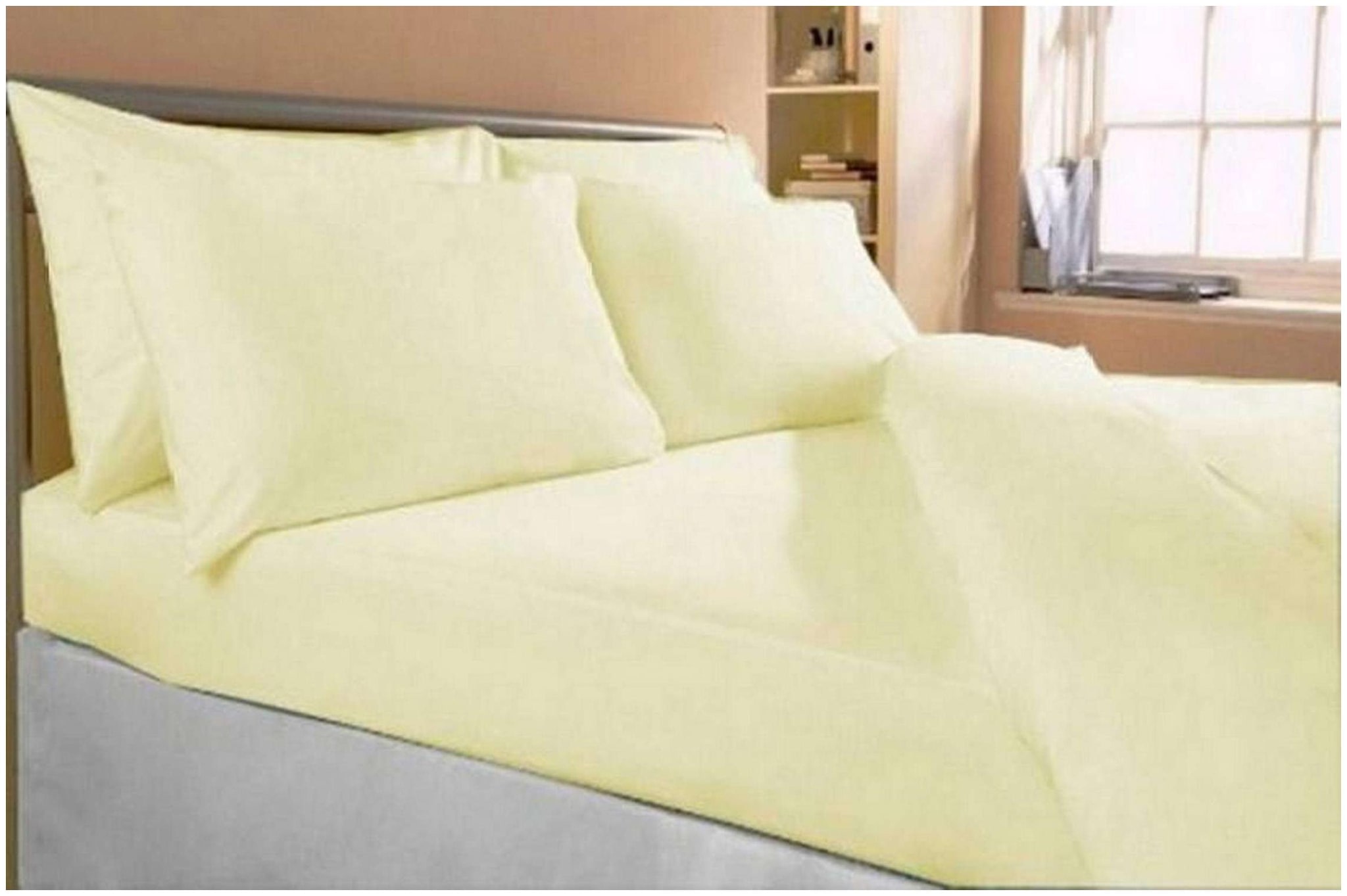 

Supreme Home Collective Cotton Solid Double Size Bedsheet 200 TC ( 1 Bedsheet With 2 Pillow Covers Yellow )