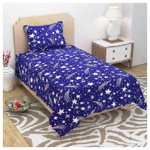 

Supreme Home Collective Microfiber Printed Single Size Bedsheet 144 TC ( 1 Bedsheet With 1 Pillow Covers Blue )