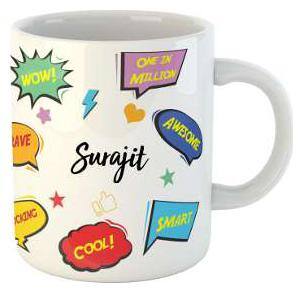 Surajit Name Printed Ceramic Coffee Mug. Best Gift For Birthday by AshvahTM