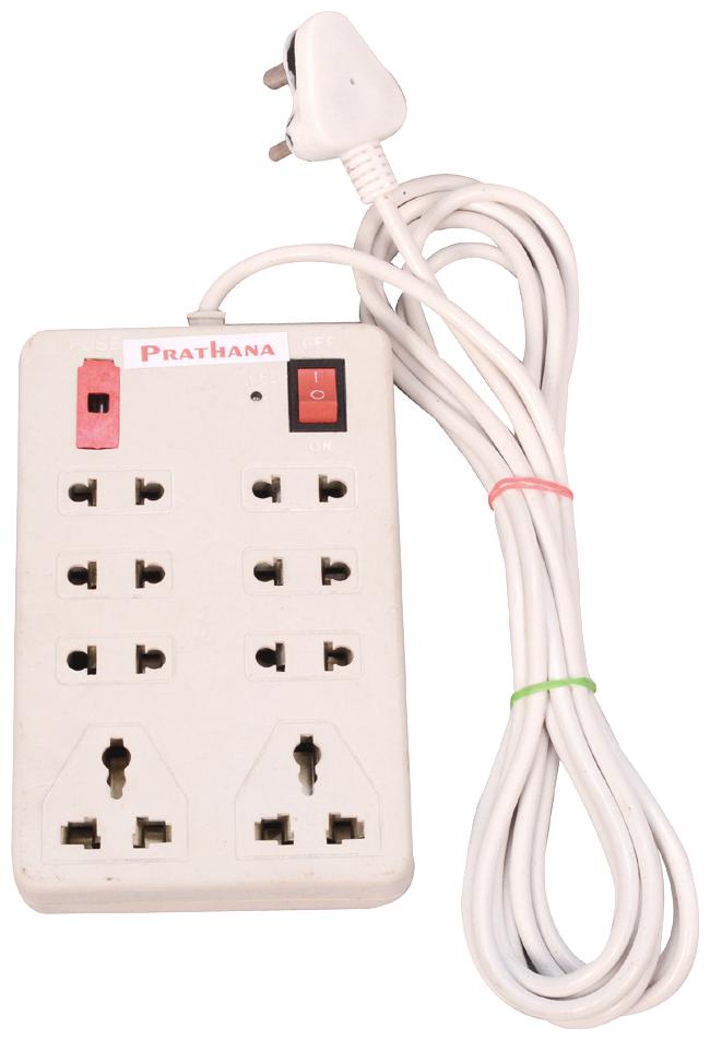 

GLUCKLICH Multi Pin White Extension Board ( 2 m 8 Socket 1 Switches)