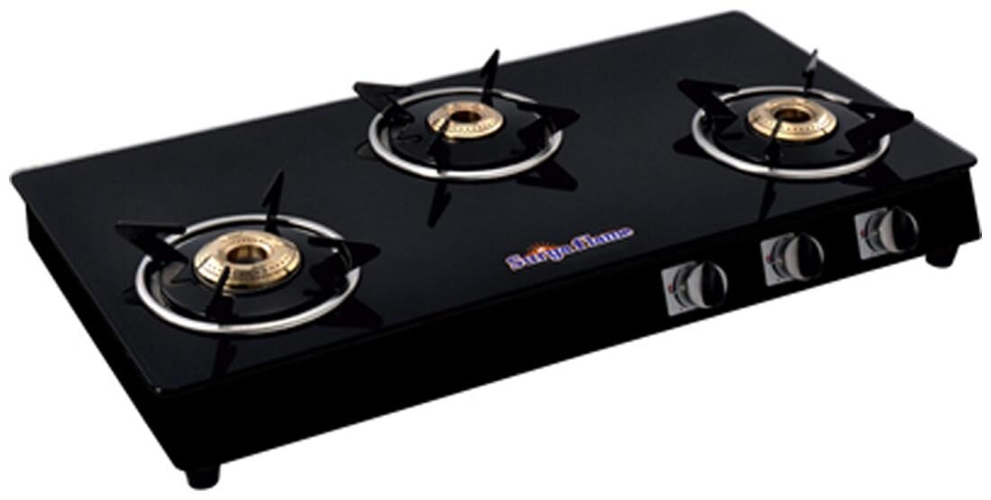Buy Surya Flame 3 Burners Stainless Steel Gas Stove Black Online at
