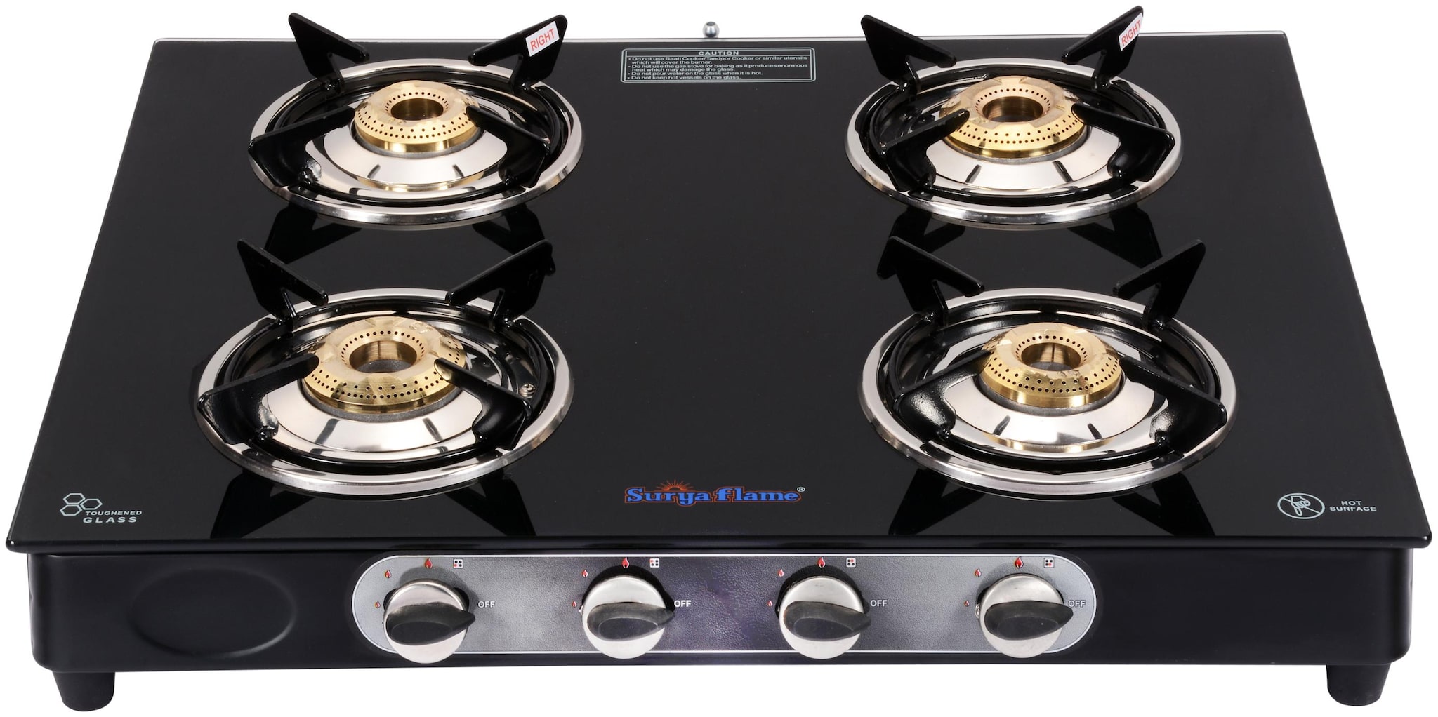 

Surya Flame Excel Black 4 Burner Regular Black Gas Stove