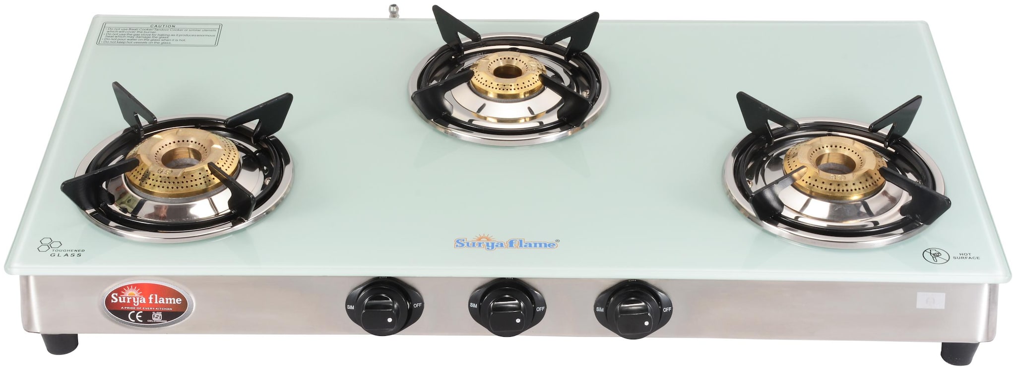 

Surya Flame White Pearl 3 Burner Regular White Gas Stove