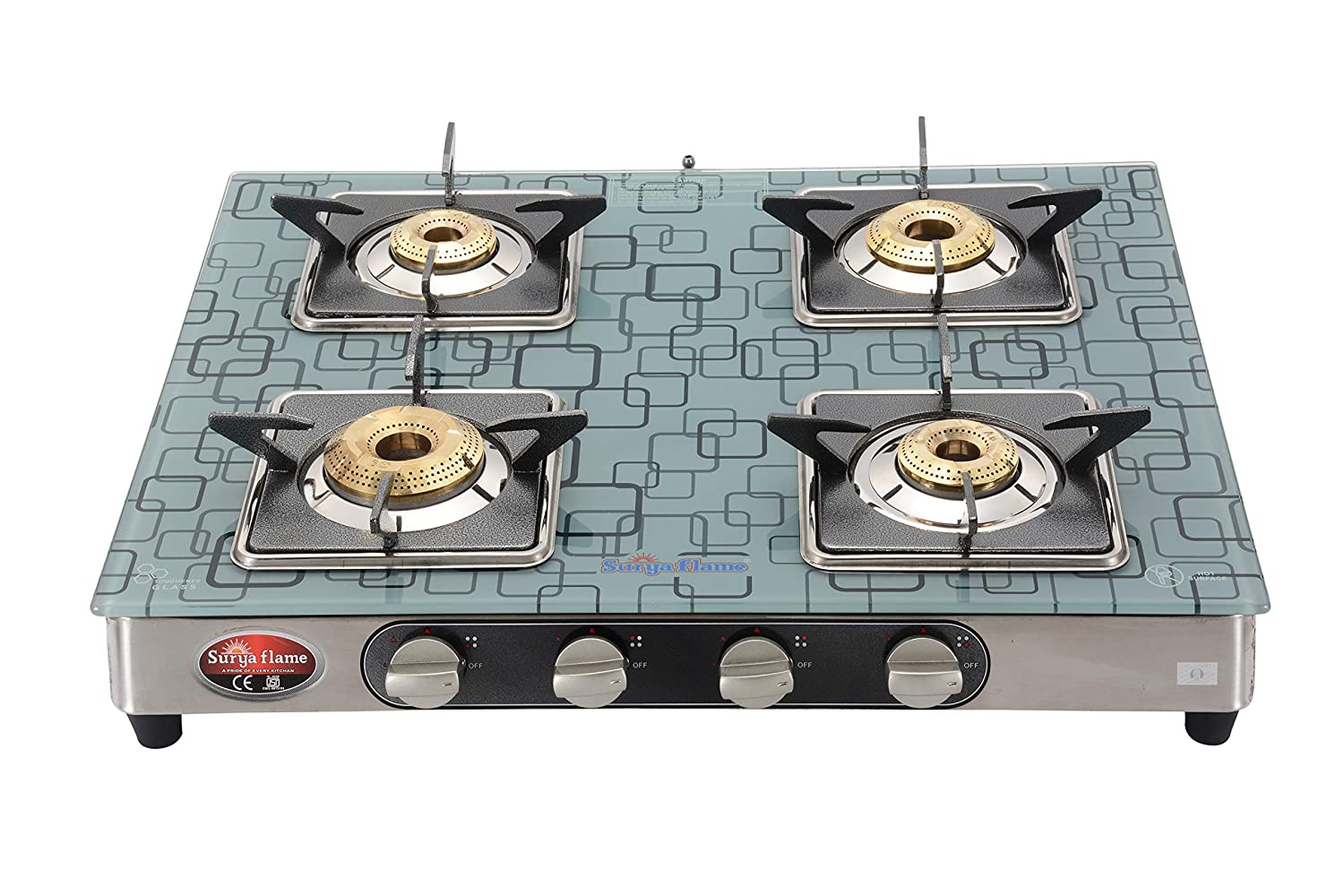 

Surya Flame 4B ULTRA SS NA 4 Burner Regular Silver Gas Stove ISI Certified