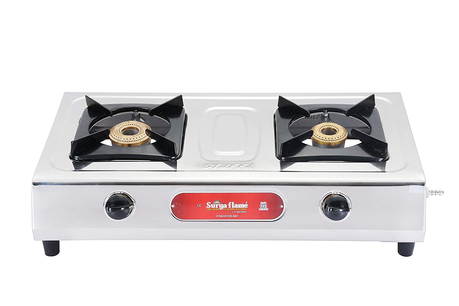 

Surya Flame 2B Style SS BB Auto 2 Burner Automatic Regular Silver Gas Stove ISI Certified