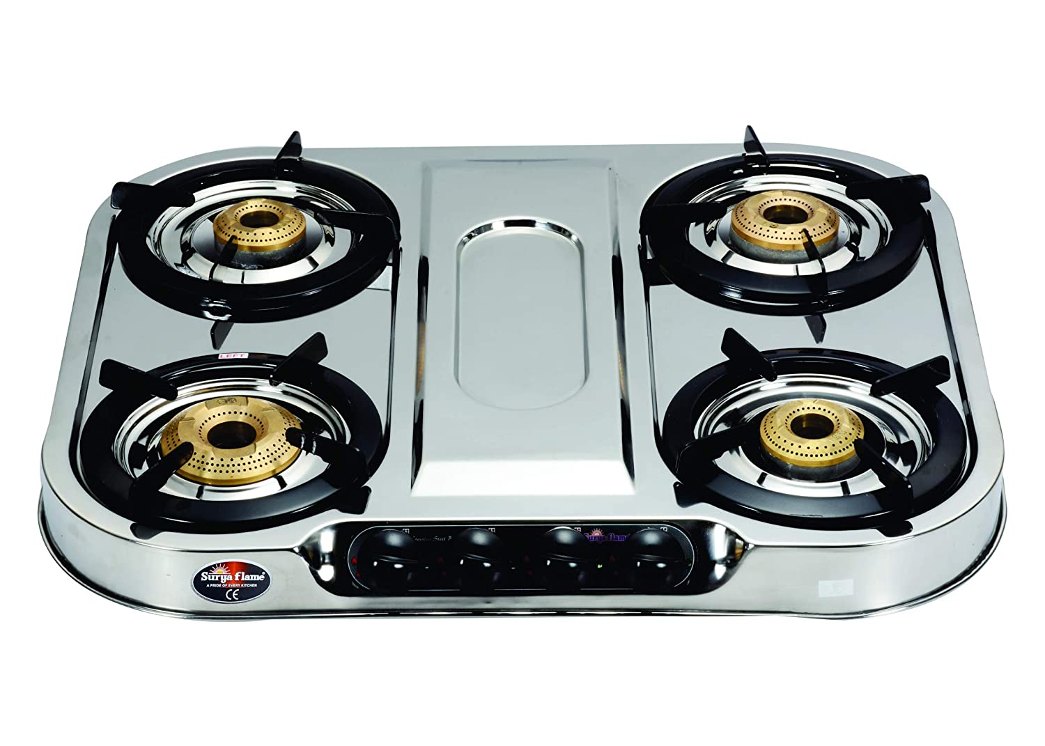 

Surya Flame 4B Optima Deep Draw SS BB 4 Burner Regular Silver Gas Stove ISI Certified