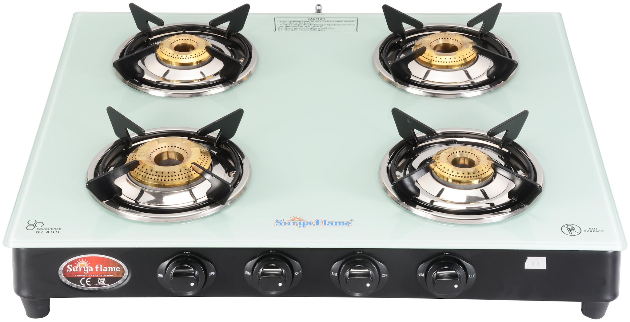 

Surya Flame White Pearl 4 Burner Regular White Gas Stove