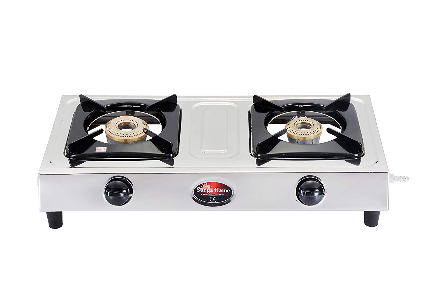 

Surya Flame 2B BASICS SS BB 2 Burner Regular Silver Gas Stove ISI Certified