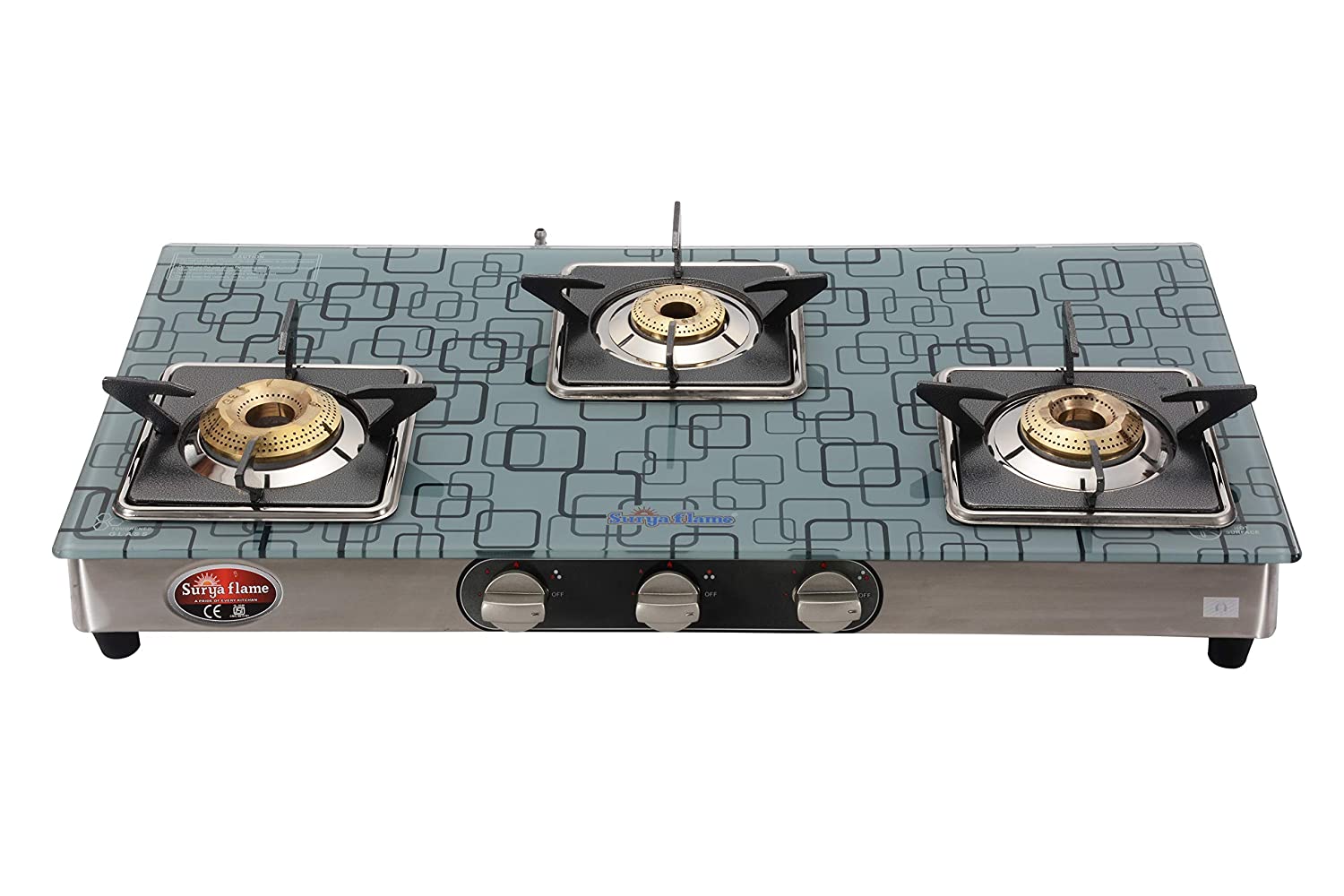 

Surya Flame 3B ULTRA SS NA 3 Burner Regular Silver Gas Stove ISI Certified