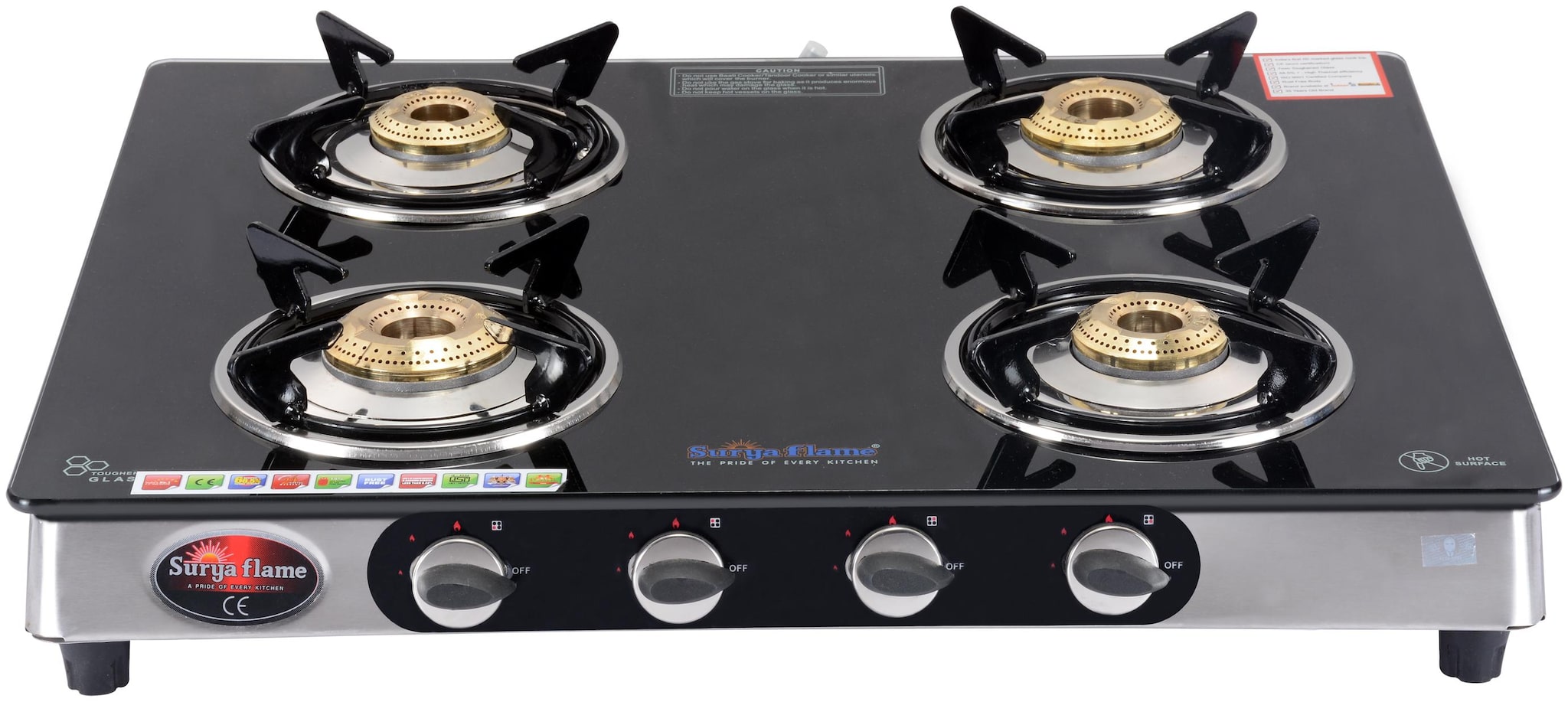 

Surya Flame Excel Black 4 Burner Regular Black Gas Stove