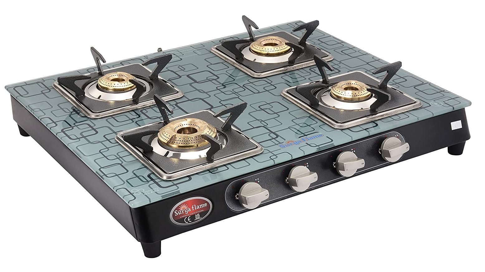

Surya Flame 4B ULTRA MS AUTO 4 Burner Automatic Regular Black Gas Stove ISI Certified