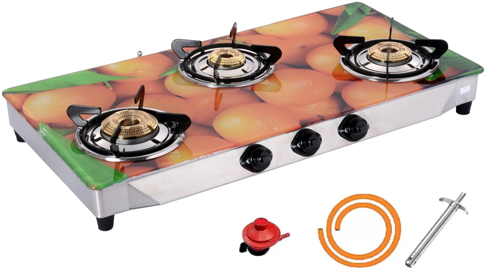 

SURYAONE sh20 3 Burner Regular Multicolor Gas Stove ISI Certified