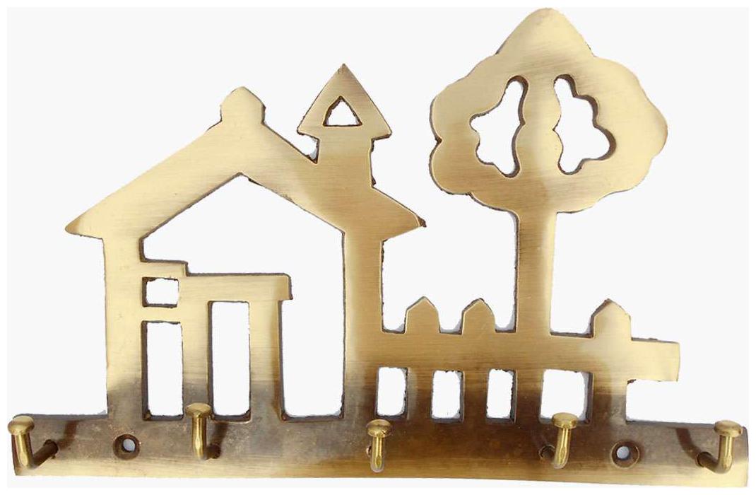 

Susajjit Antique Hut and Tree Key Hanger Made of Brass for Wall De cor