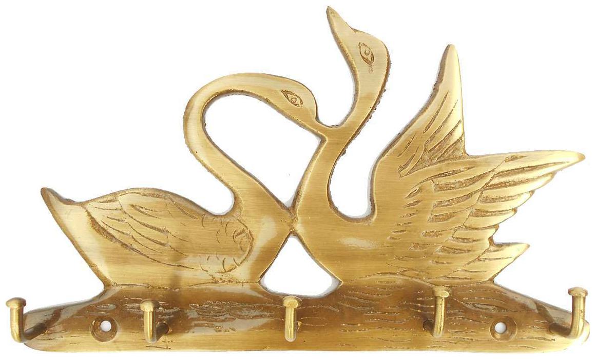 

Susajjit Brass Key Hanger of Swan Pair Key Hook Antique Finish