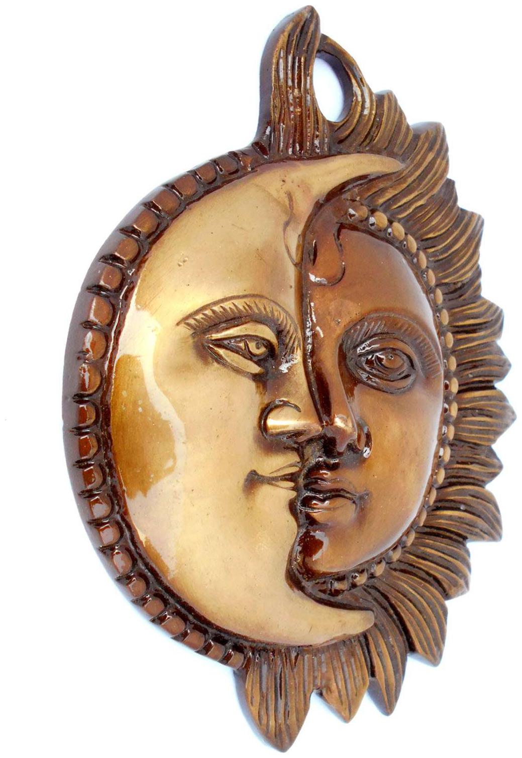 

Susajjit Brass Wall Hanging of Sun and Moon for Home and WallDecor
