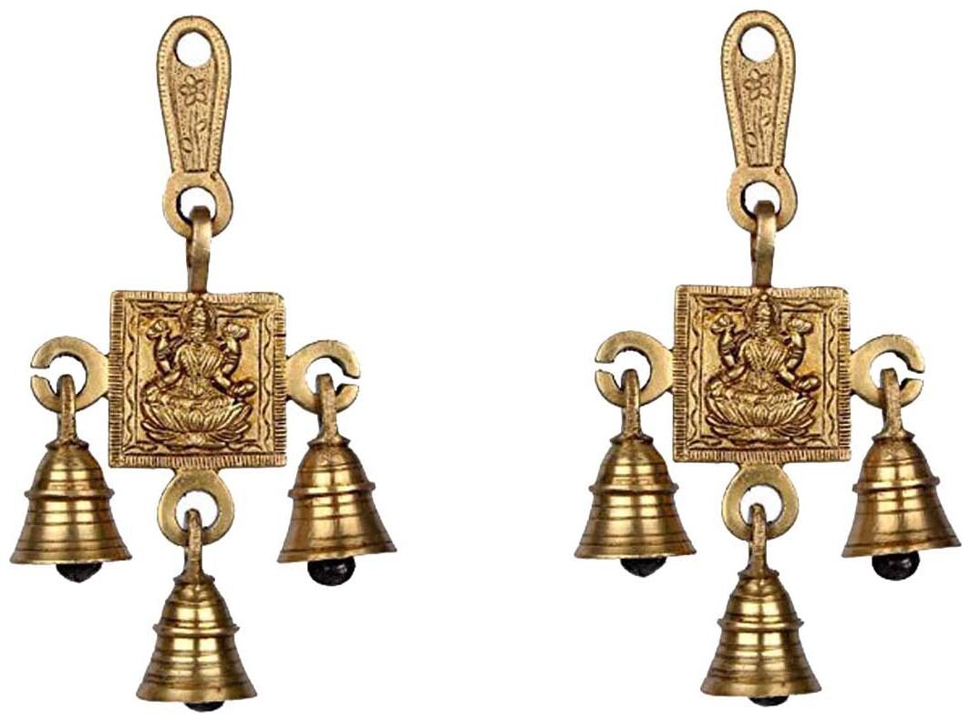 

Susajjit Decor Laxmi Ji Hanging Bells Set Brass Decorative Bell